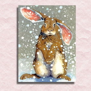 Kaninchen im Schnee Leinwand - Malen-nach-Zahlen-Shop
