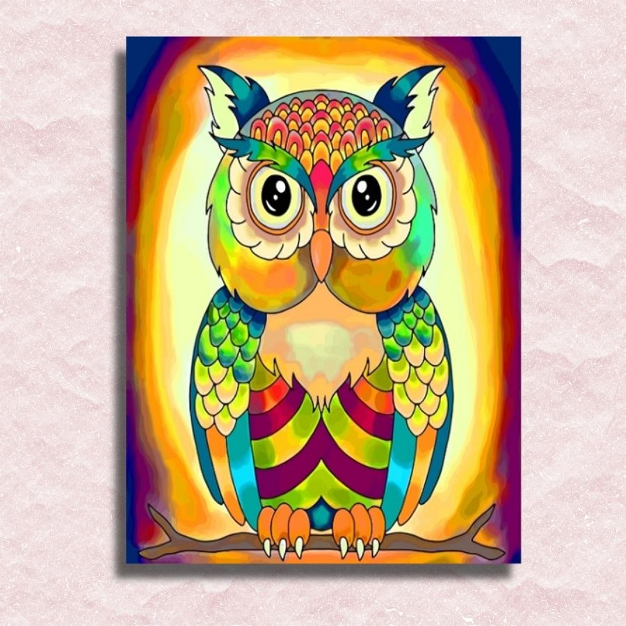 Rainbow Owl Canvas - Painting by numbers shop