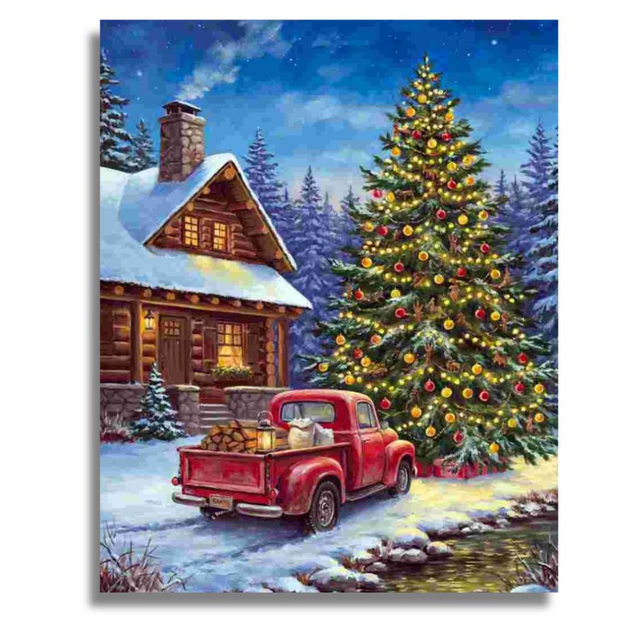 Red Truck Evening Scene - Paint by numbers