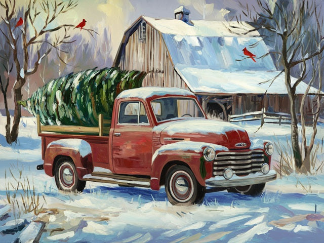 Red Truck Winter Retreat - Paint by numbers