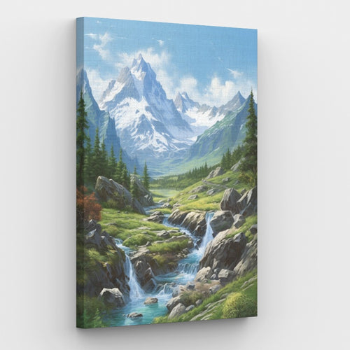 Rocky Mountains Valley Scenery Paint by Numbers Canvas