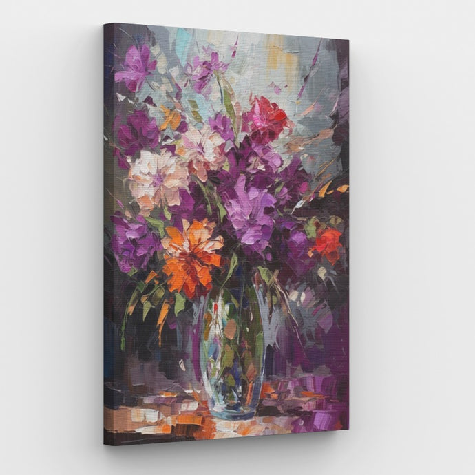 Romantic Flowers Vase Canvas - Painting by numbers shop