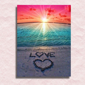 Sandy Heart on the Beach Canvas - Painting by numbers shop