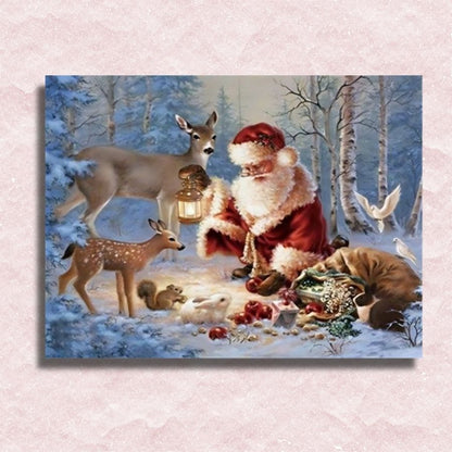 Canvas Kerstman en dieren - Winkel op nummer schilderen