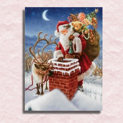 Leinwand Weihnachtsmann mit Geschenken - Malen-nach-Zahlen-Shop