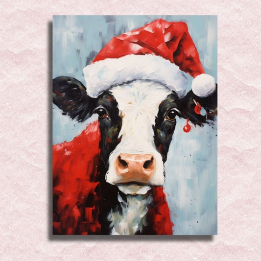 Weihnachtsmann-Kuh-Portrait-Leinwand – Malen-nach-Zahlen-Shop