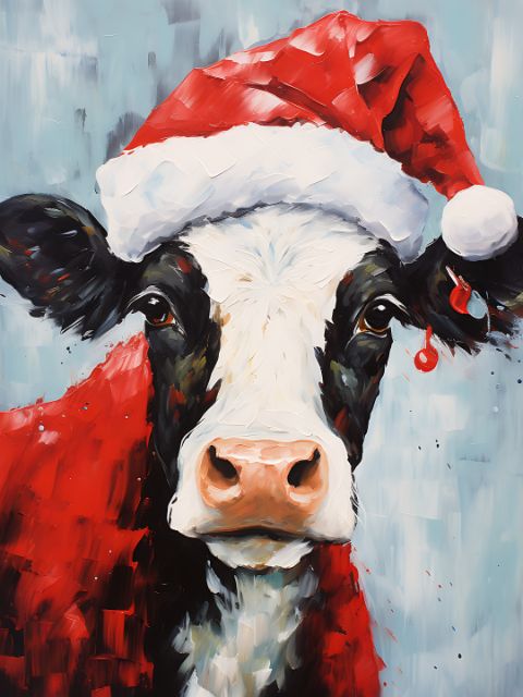 Santa Cow Portrait - Malen-nach-Zahlen-Shop