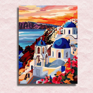 Santorini Panorama Canvas - Paint by numbers