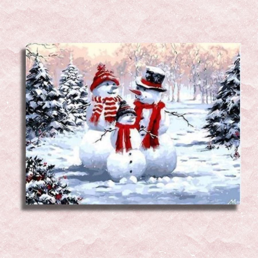Sneeuwpop Familie Canvas - Schilderen op nummer winkel