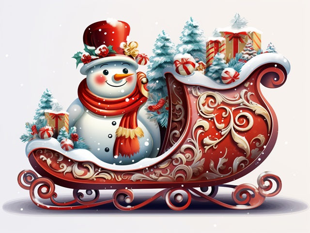 Sneeuwpop-sledetocht - Winkel voor schilderen op nummer