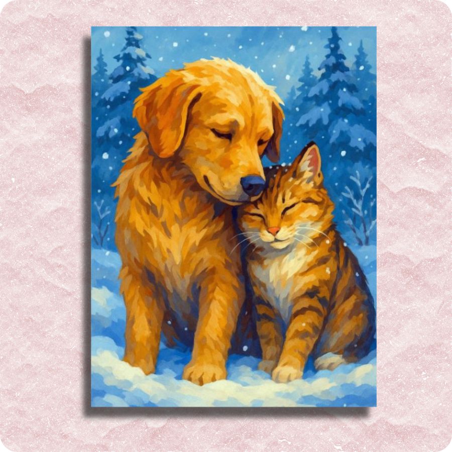 Snowy Friendship Canvas - Paint by numbers