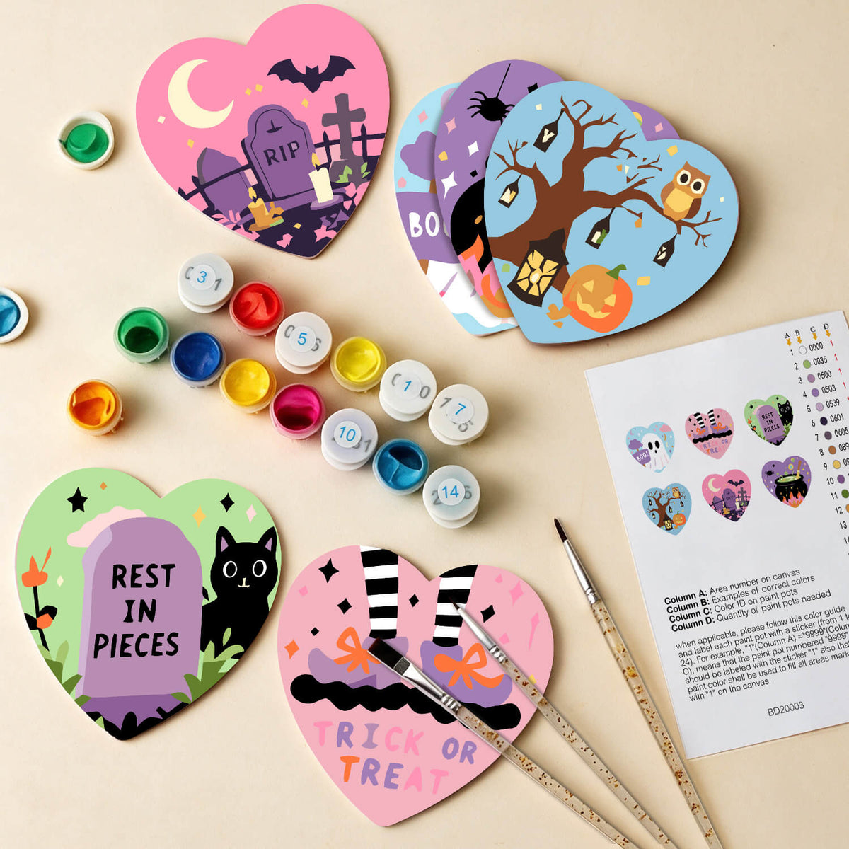 Spooky Hearts - Coasters Paint by numbers Package