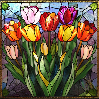 Stained Glass Tulip Burst - Painting by numbers shop