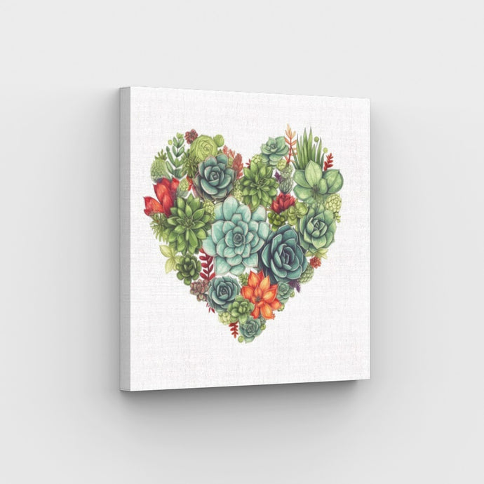 Succulent Heart Paint by numbers canvas