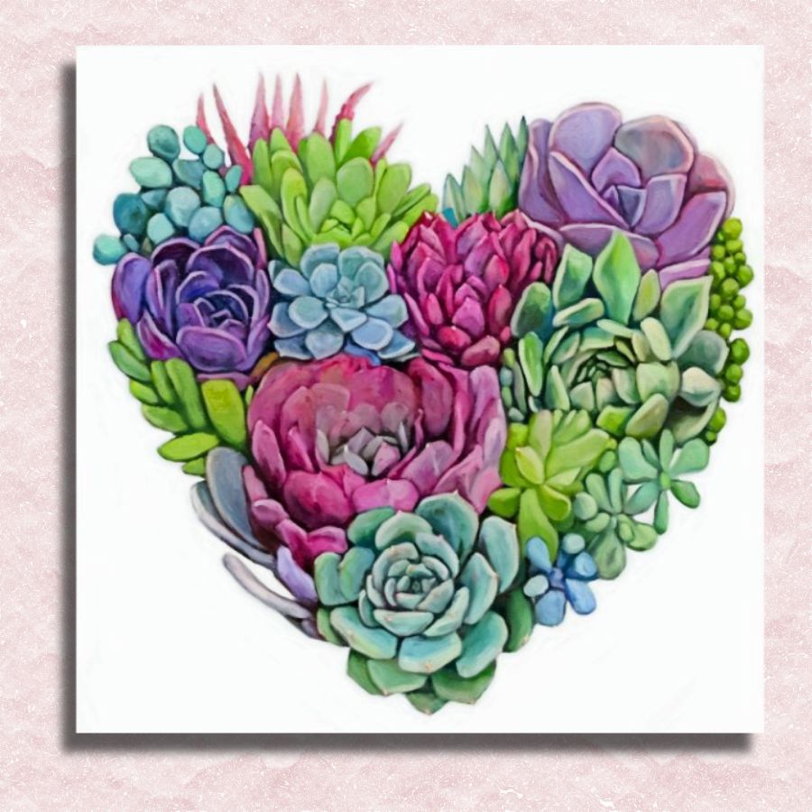 Succulent Heart Canvas - Paint by numbers