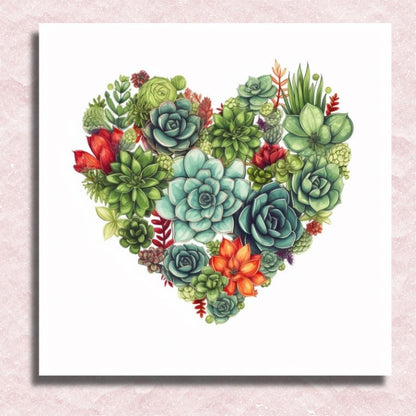 Succulent Heart Canvas - Painting by numbers shop