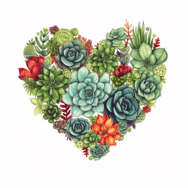 Succulent Heart Paint by numbers