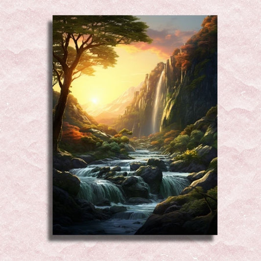 Sunlit Cascade Haven Canvas - Painting by numbers shop