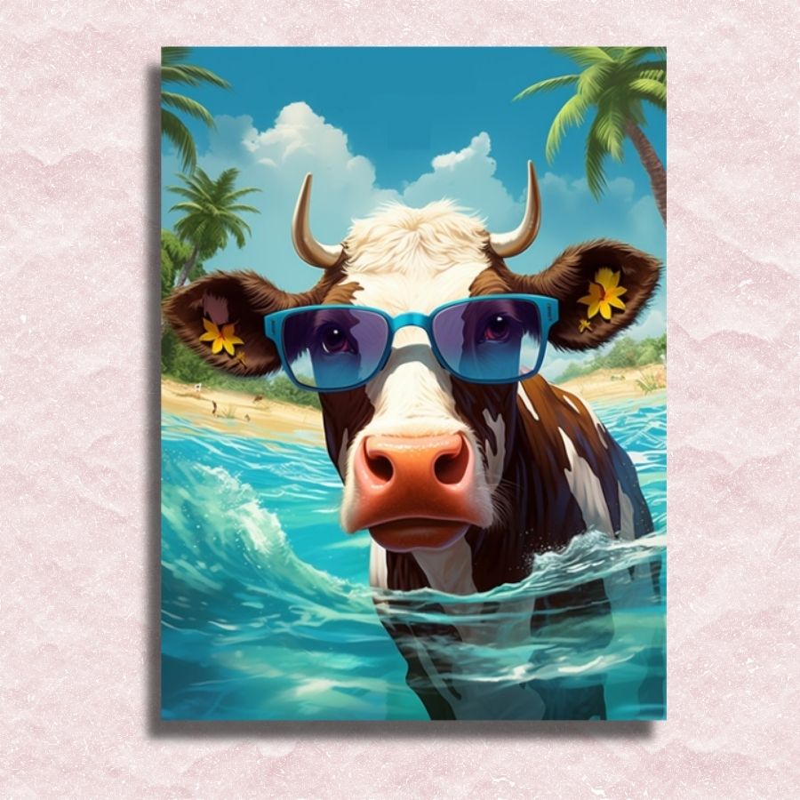 Tropical Cow Holiday Canvas - Painting by numbers shop