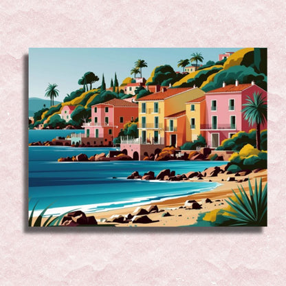 Tropical Beach Town Canvas - Paint by numbers