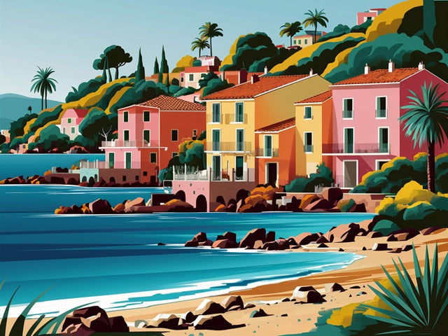 Tropical Beach Town - Paint by numbers