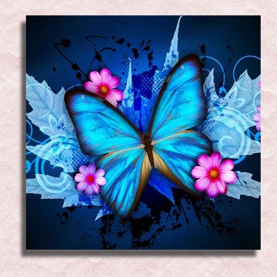 Türkisfarbene Schmetterlings-Leinwand – Malen-nach-Zahlen-Shop