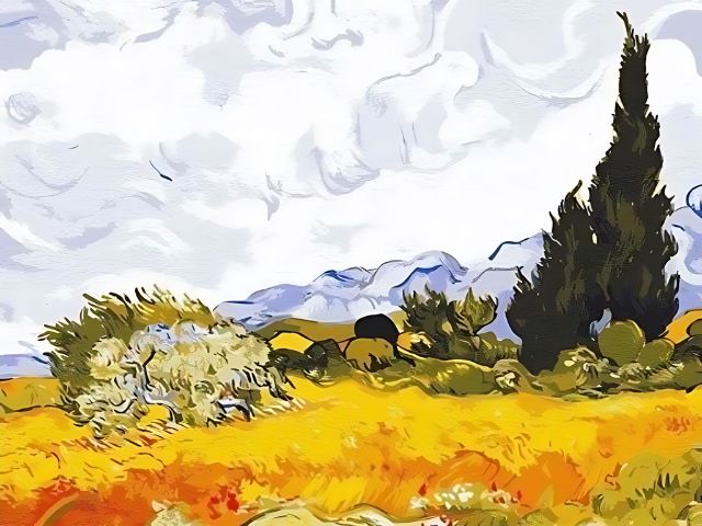 Van Gogh - Weizenfeld mit Zypressen - Malen-nach-Zahlen-Shop