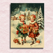 Laad afbeelding in Galerijviewer, Vintage Holiday Twins - Schilderen op nummer canvas