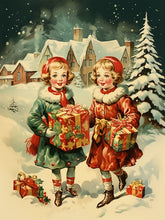 Laad afbeelding in Galerijviewer, Vintage Holiday Twins - Verf op nummer