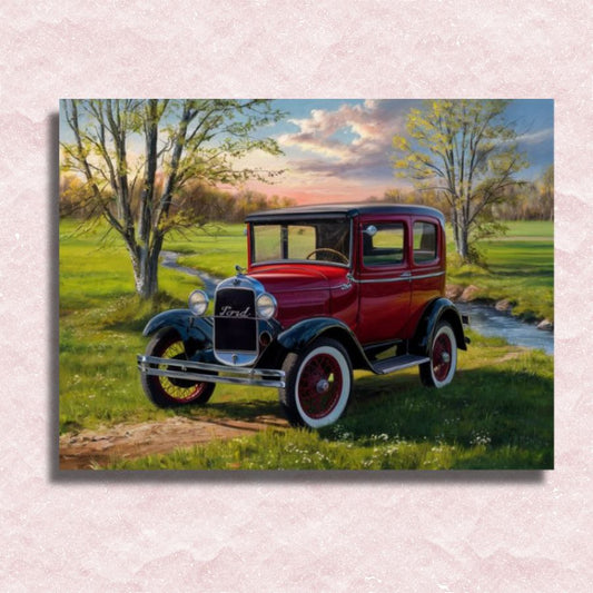 Vintage Red Ford Model A Canvas - Painting by numbers shop