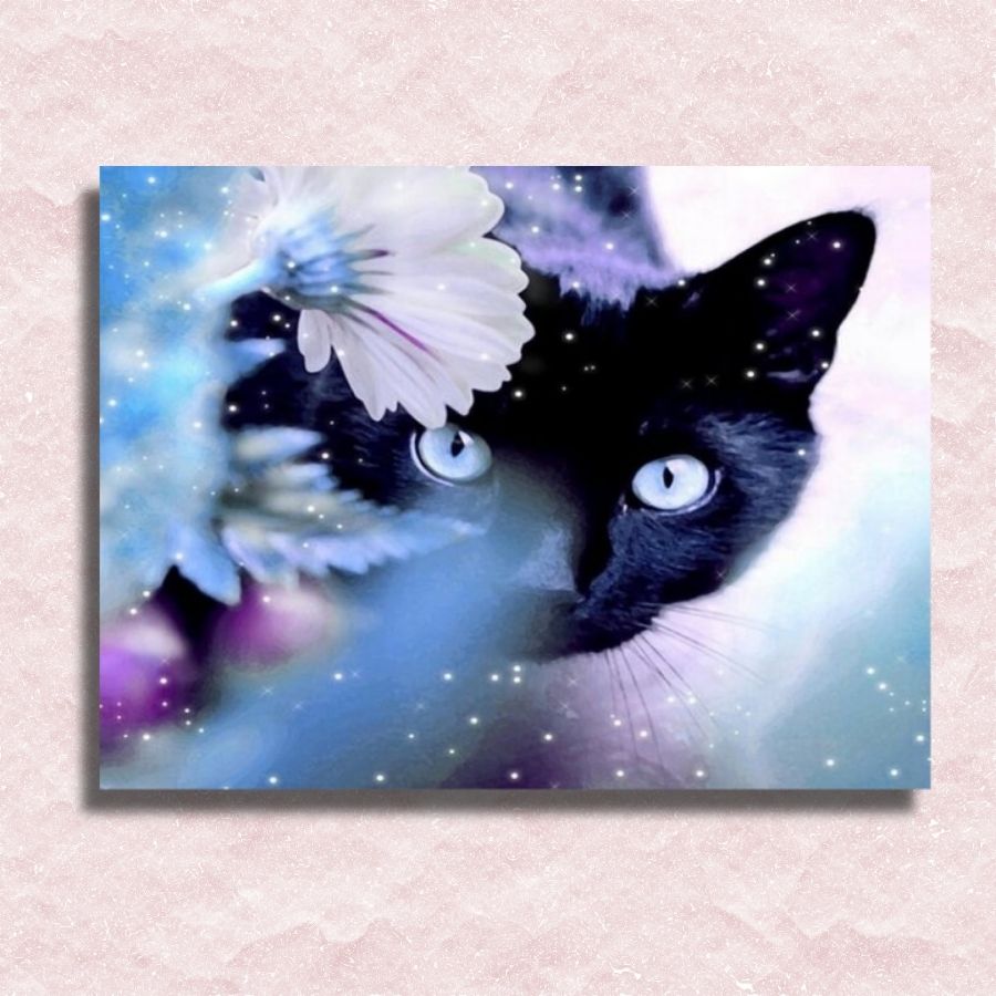 Violet Cat in the Snow Canvas - Paint by numbers