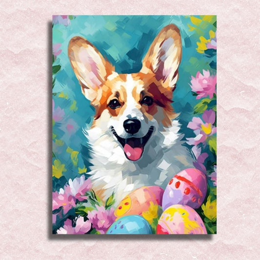 Welsh Corgi Floral Creation Canvas - Painting by numbers shop