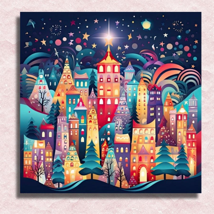 Whimsical Winter Town Canvas - Paint by numbers