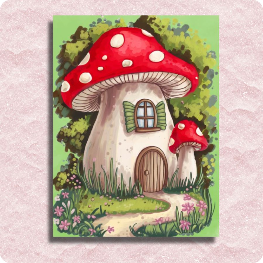 Whimsy Toadstool Cottage Canvas - Paint by numbers