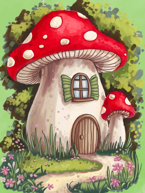 Whimsy Toadstool Cottage - Paint by numbers