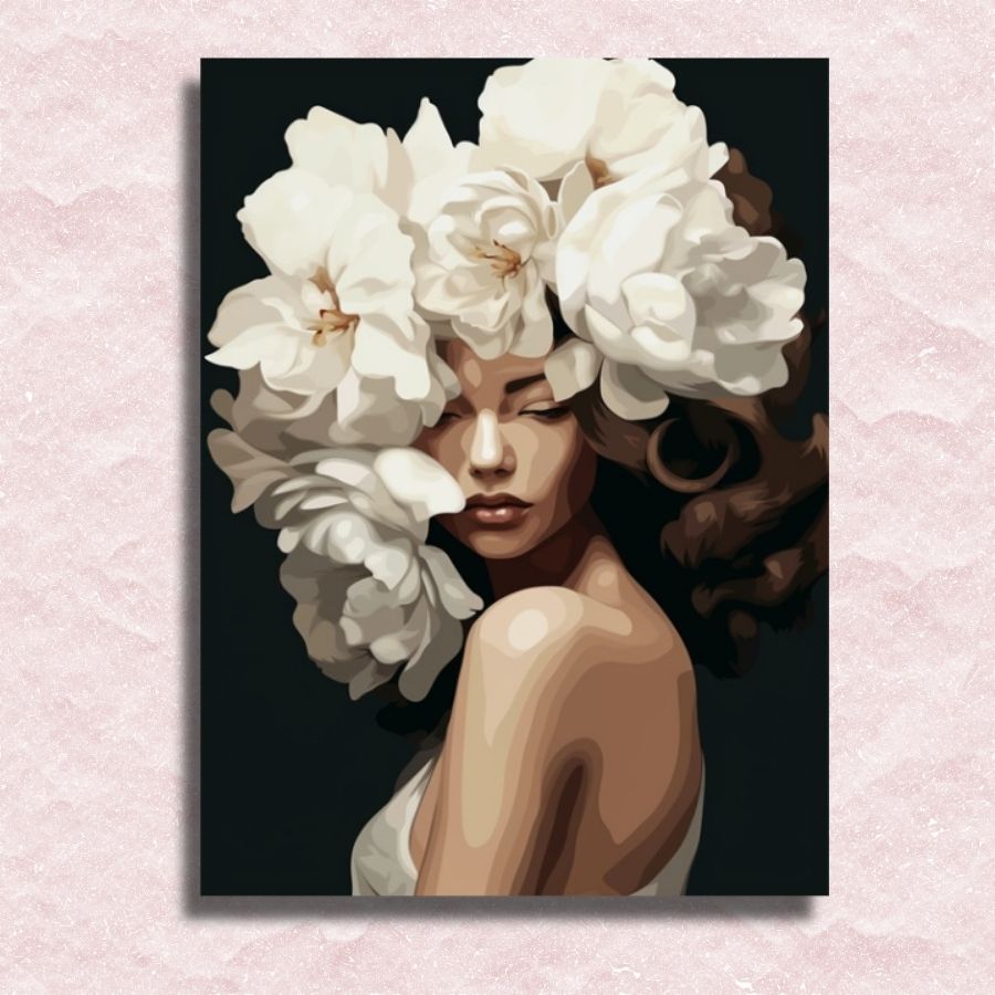White Floral Elegance Canvas - Painting by numbers shop