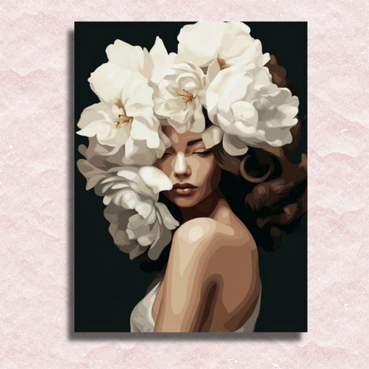White Floral Elegance Canvas - Painting by numbers shop