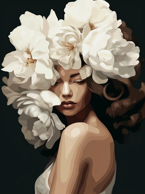 White Floral Elegance - Paint by numbers
