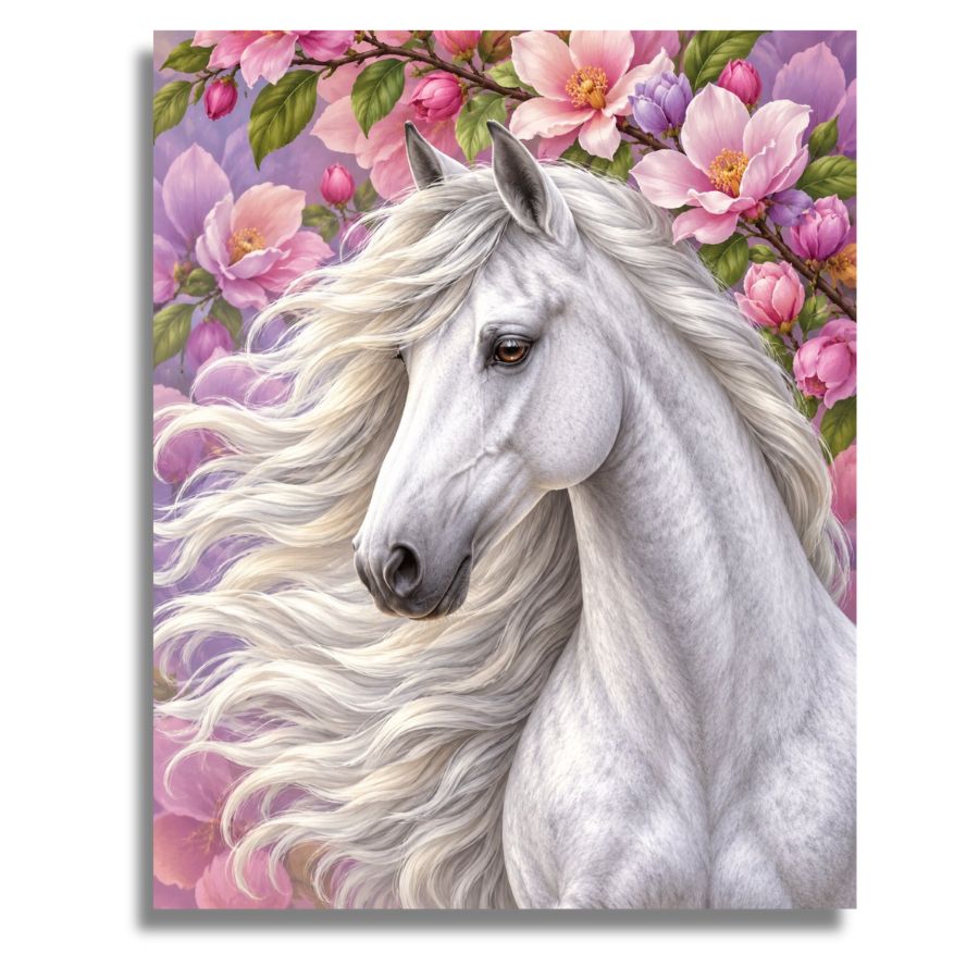 White Horse in Spring - Paint by numbers