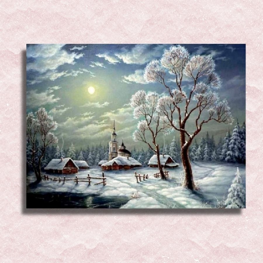 Canvas Winterlandschap - Winkel op nummer schilderen