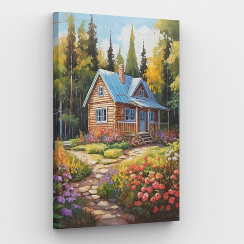 Wooden Tiny House Canvas - Paint by numbers