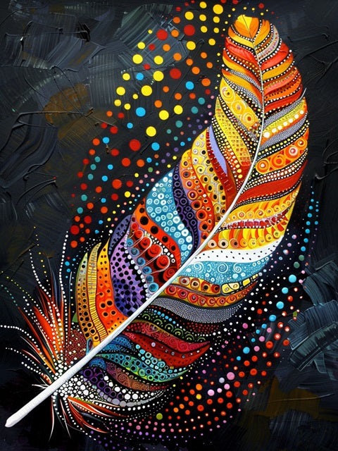 Aboriginal Feather Art Canvas - Paint by numbers