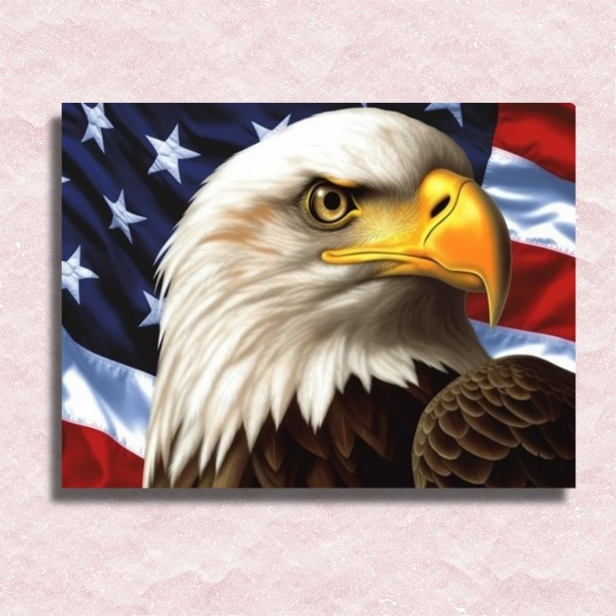 Canvas Amerikaanse vlag en adelaar - Winkel op nummer schilderen