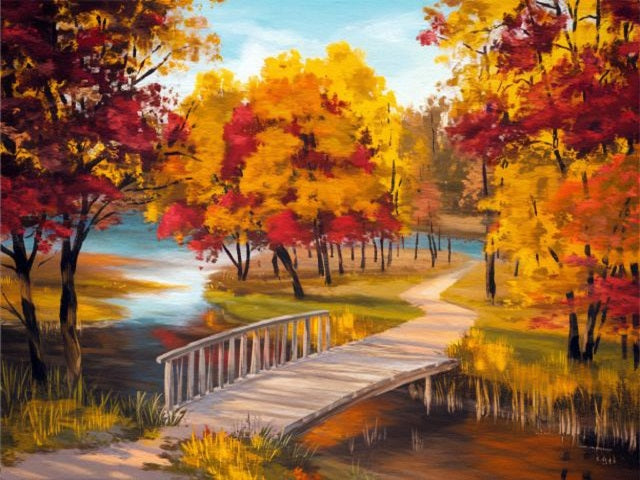 Autumn by the River - Paint by numbers