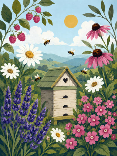 Beehive Lavender Garden - Paint by Numbers