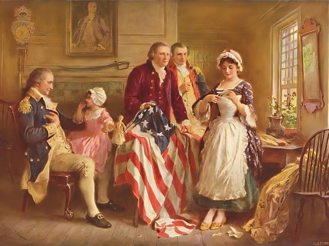 Gerome Ferris - Betsy Ross 1777 - Schilderij op nummerwinkel