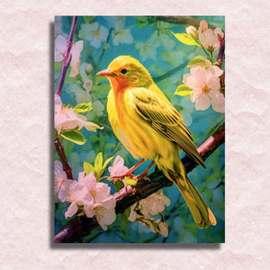 Vogel auf blühendem Baum auf Leinwand – Malen-nach-Zahlen-Shop