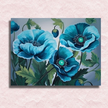 Leinwand mit blauen Blumen – Malen-nach-Zahlen-Shop