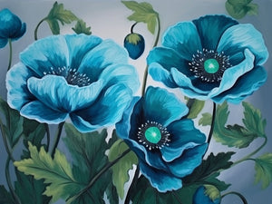 Blaue Blumen malen nach Zahlen