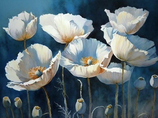 Blue Poppy Rhapsody - Painting by numbers shop